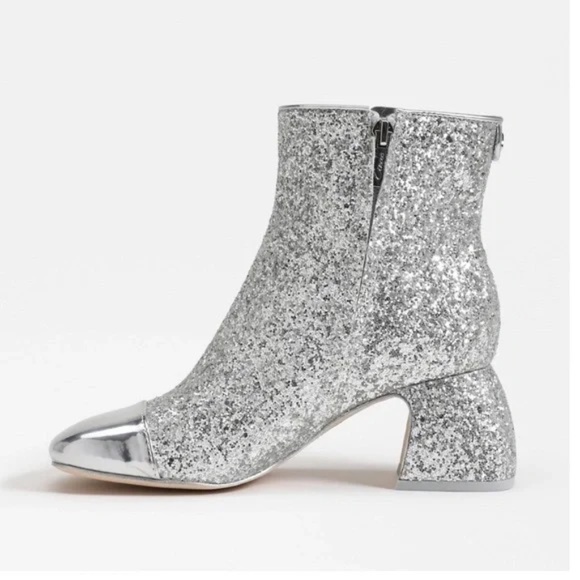 New Circus NY by Sam Edelman Women's Osten Ankle Boot Bootie Silver Glitter NIB - Picture 10 of 11